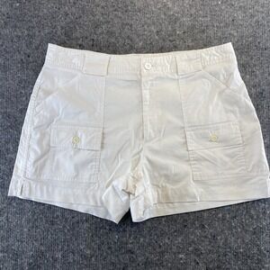 Sportif Cargo Shorts Womens 10 White Stretch Pockets Zip Summer Casual